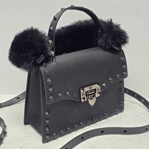 MOST WANTED STUDDED BLACK JELLY CROSSBODY BAG PURSE GRUNGE ROCK STEAMPUNK